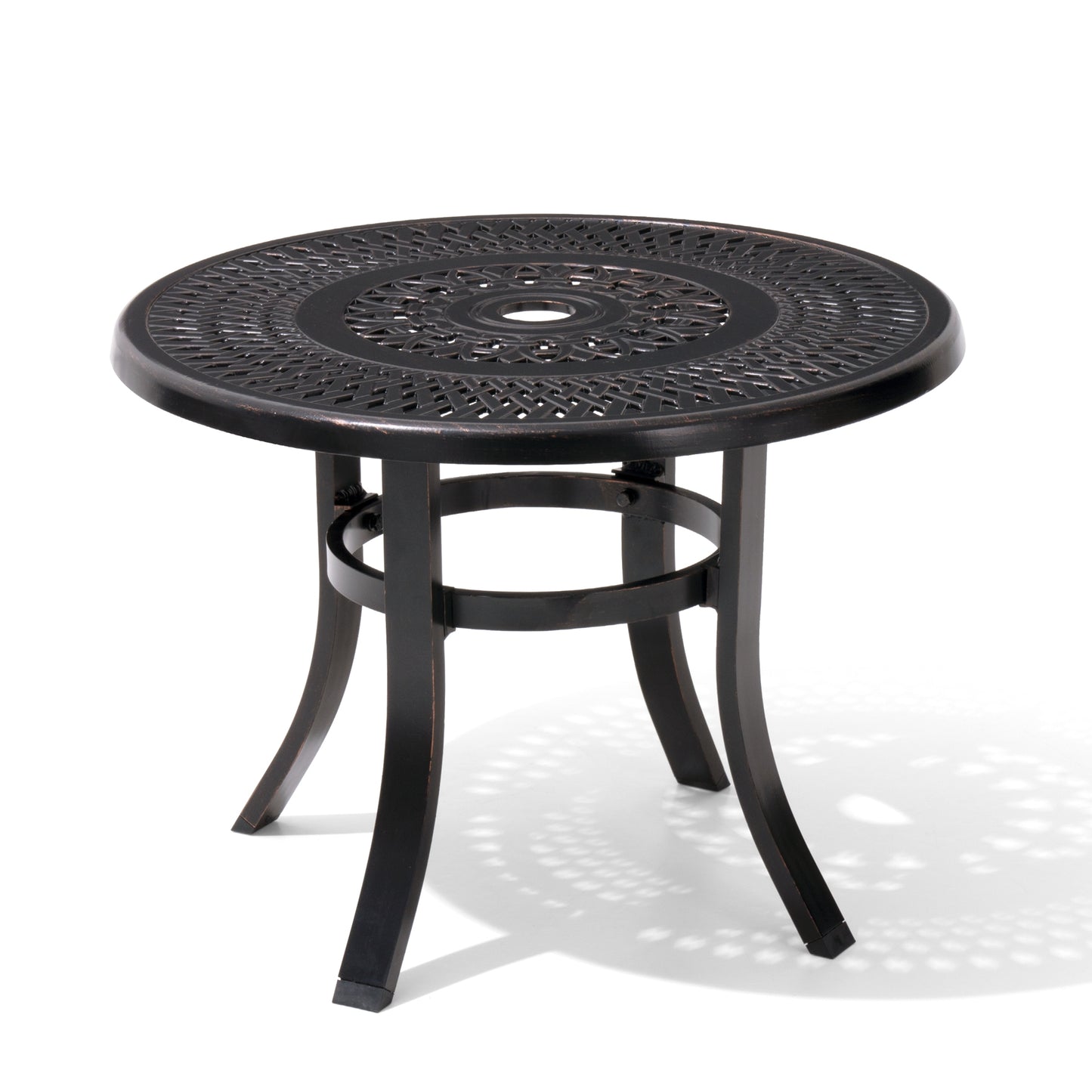 Crestlive Products 24 x 24 in. Round Cast Aluminum Outdoor Side Table with Umbrella Hole