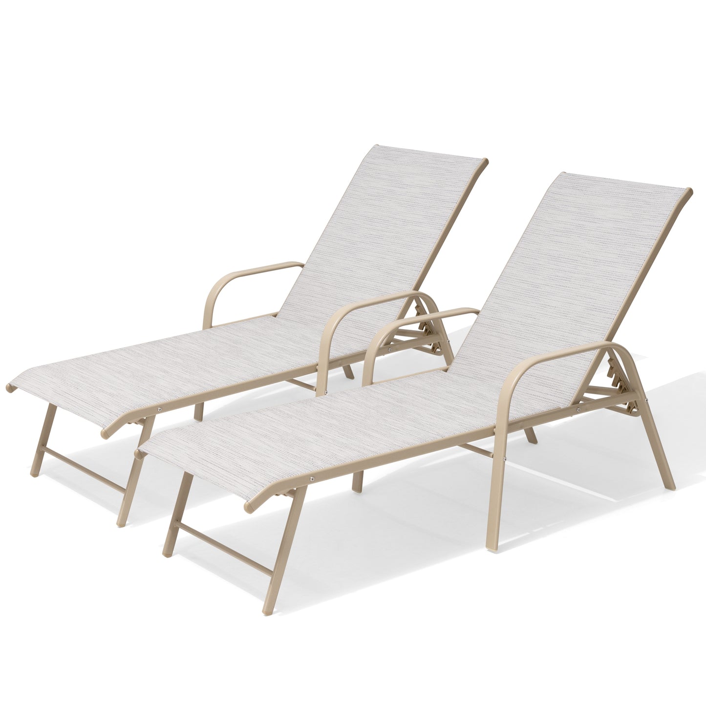 Crestlive Products Aluminum Adjustable Chaise Lounge Chairs with Armrests Set of 2