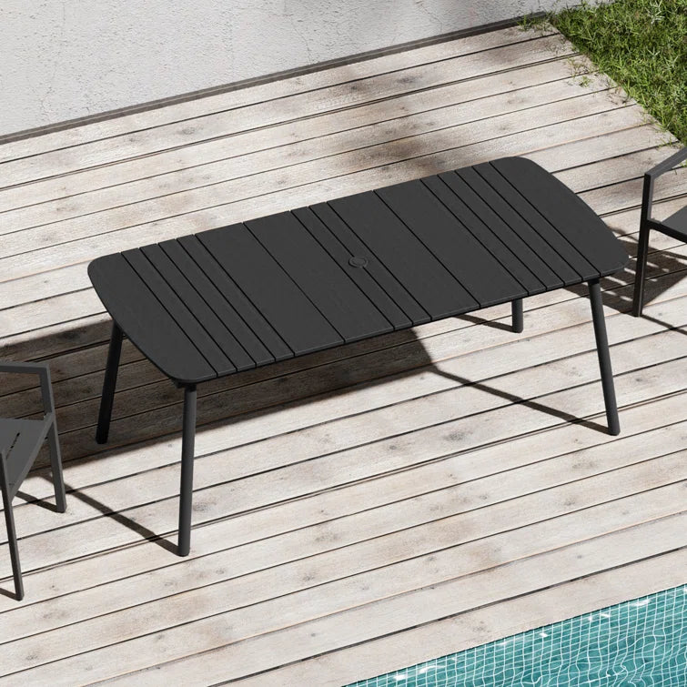 Crestlive Products 6-10 Person Rectangular Patio Dining Table with Umbrella Hole