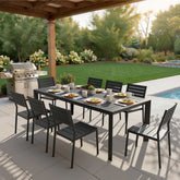 Aluminum Outdoor Dining Set with Umbrella Hole & Chairs