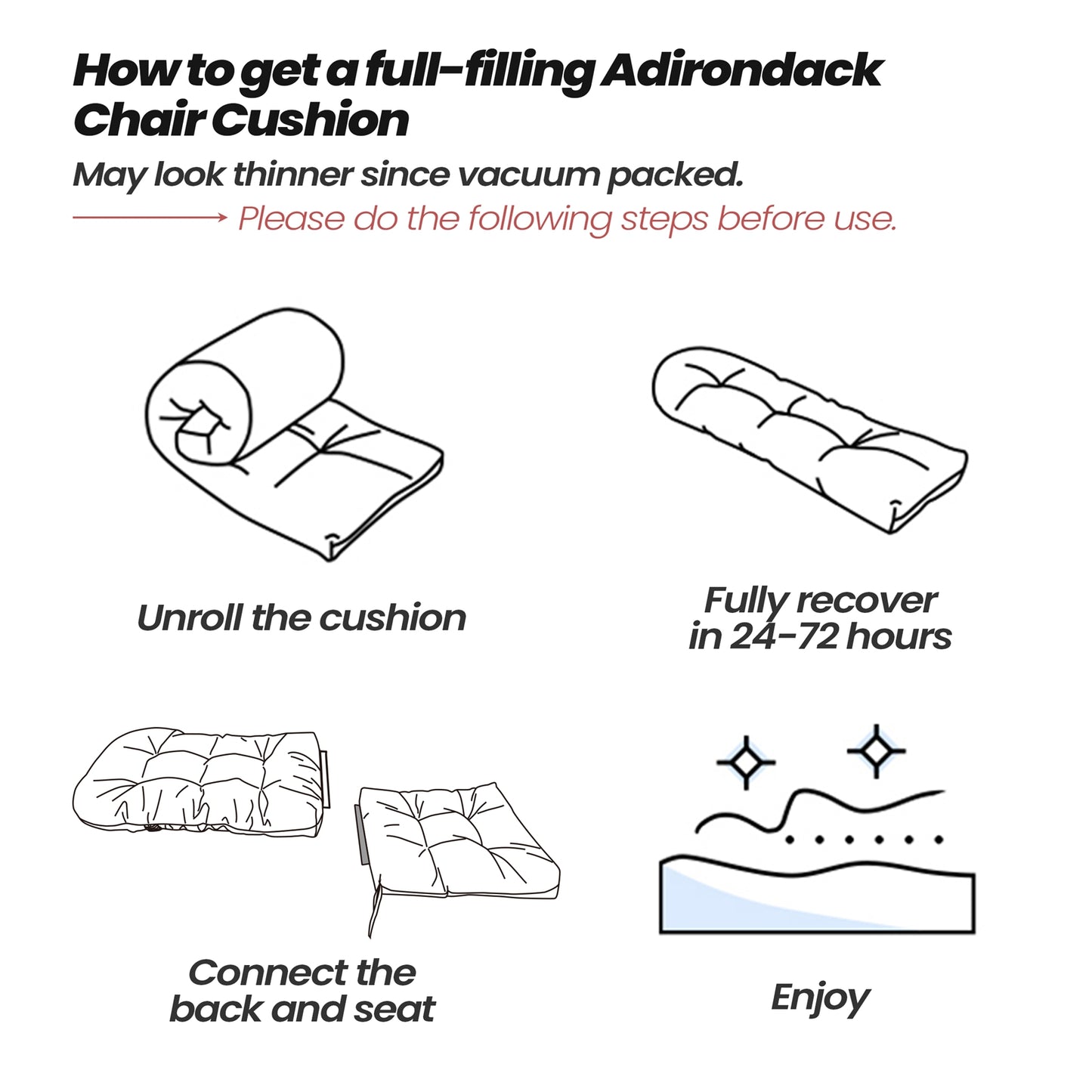 Crestlive Products Outdoor High Back Adirondack Rocking Chair Cushions Set of 2