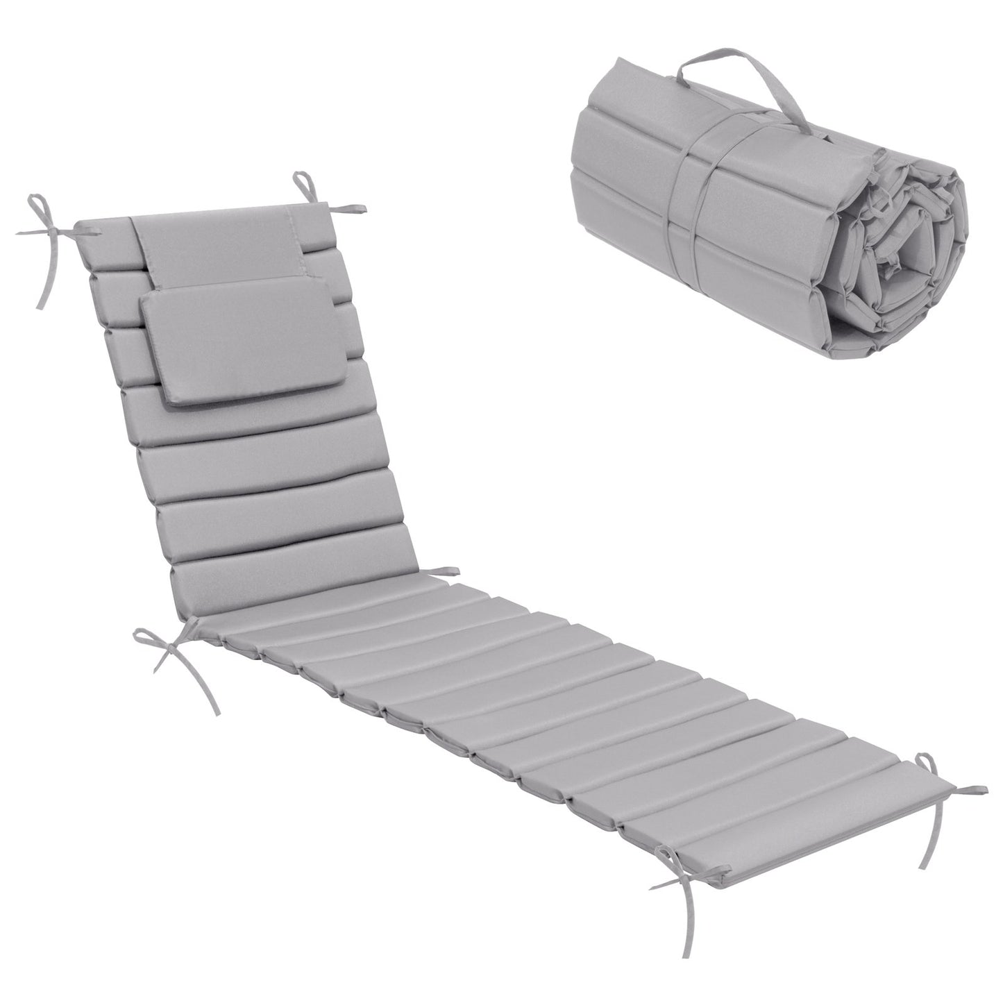 Crestlive Products Outdoor Chaise Lounge Cushion with Adjustable Headrest and Straps