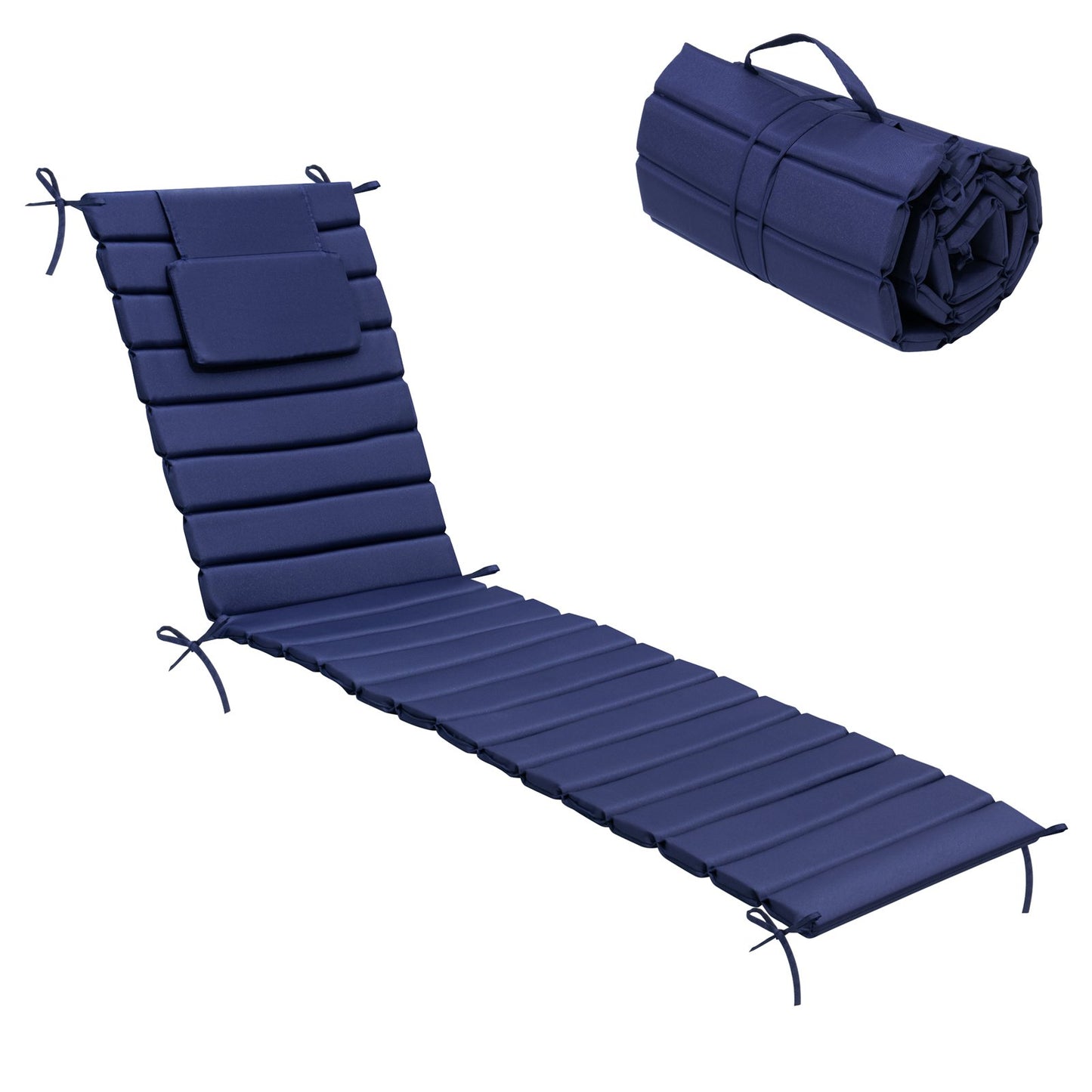 Crestlive Products Outdoor Chaise Lounge Cushion with Adjustable Headrest and Straps