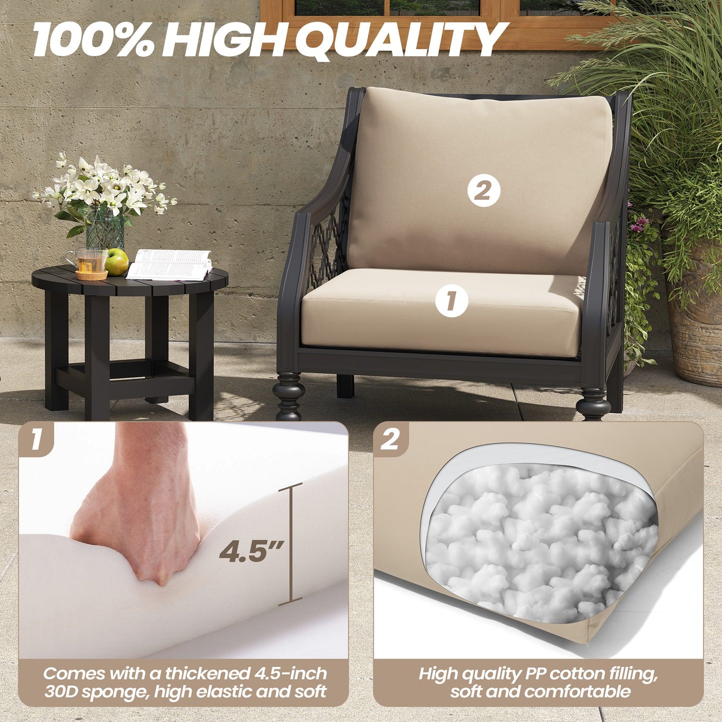 Crestlive Products Outdoor Deep Seat Cushion Removable Cover
