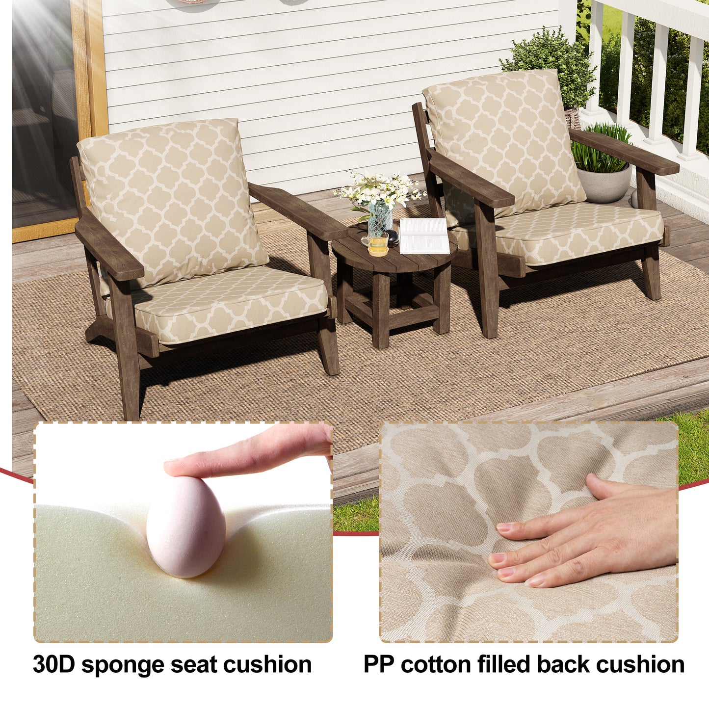 Crestlive Products 24x24 Inch Water-Repellent Deep Seat Outdoor Cushions, Fade-Resistant Replacement for Patio Furniture