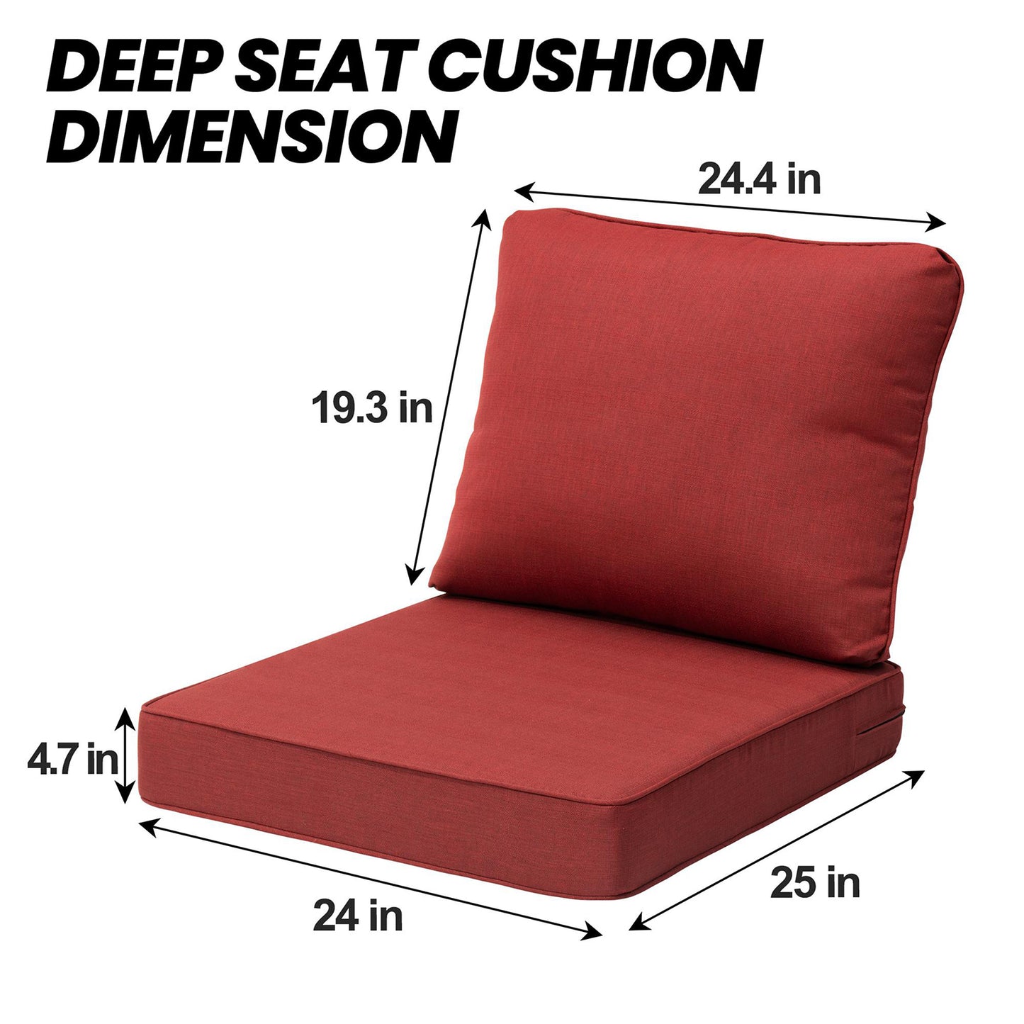 Crestlive Products 24x24 Inch Water-Resistant Deep Seat Outdoor Replacement Cushions