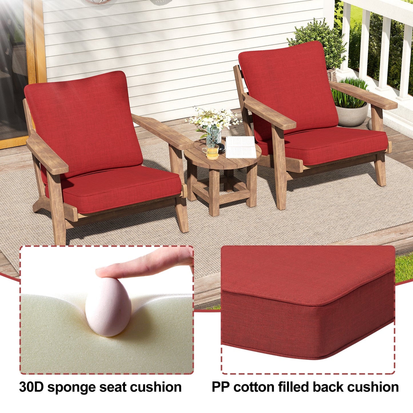 Crestlive Products 24x24 Inch Water-Resistant Deep Seat Outdoor Replacement Cushions