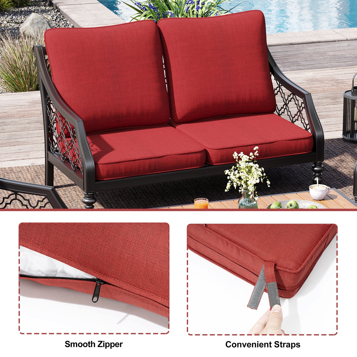 Crestlive Products 24x24 Inch Water-Resistant Deep Seat Outdoor Replacement Cushions