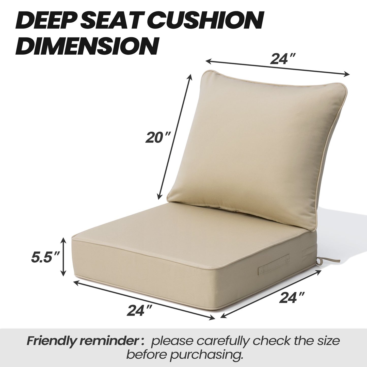 Crestlive Products Outdoor Deep Seat Cushion