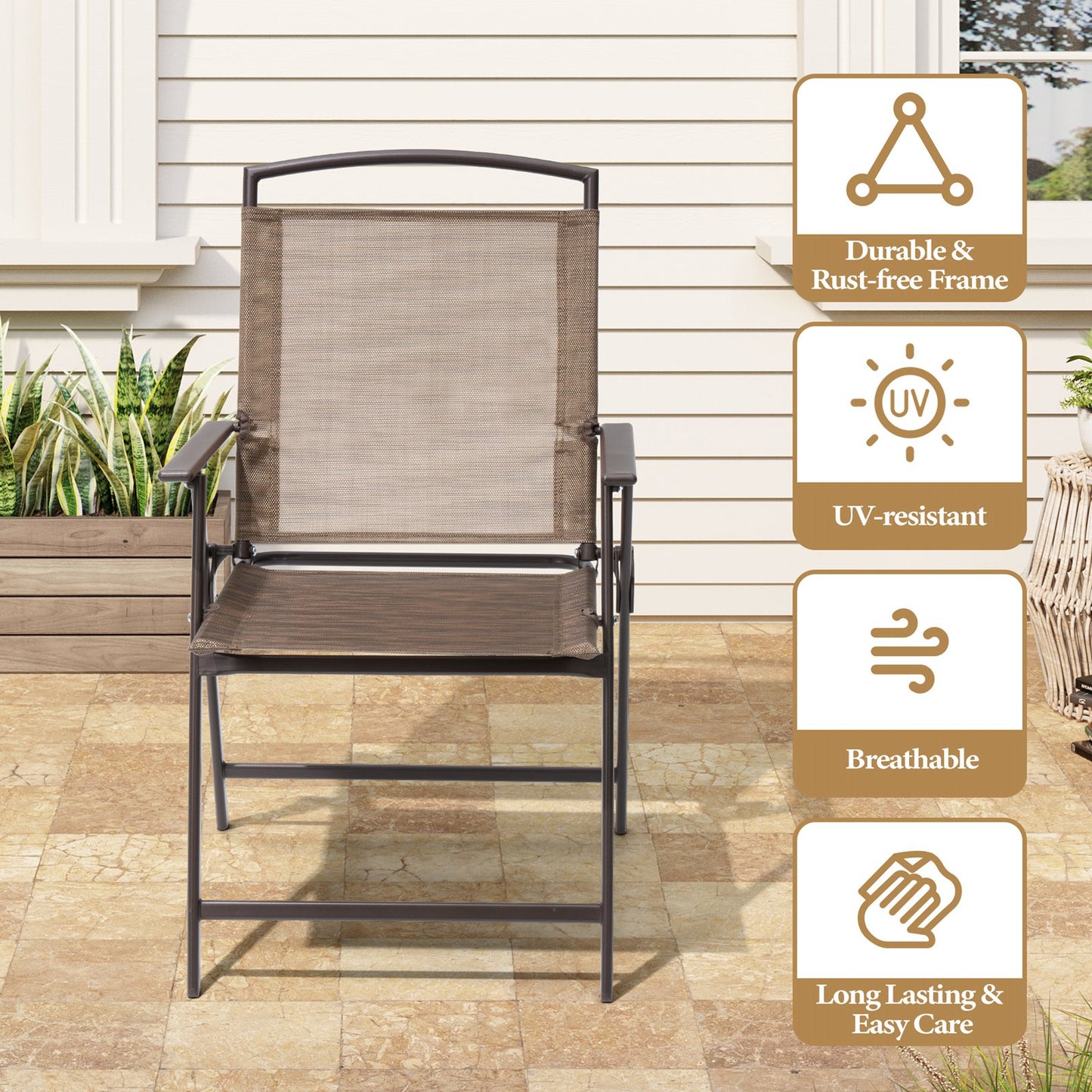 Crestlive Products 6pc Patio Dining Set with 4 Folding Chairs, Table & Umbrella