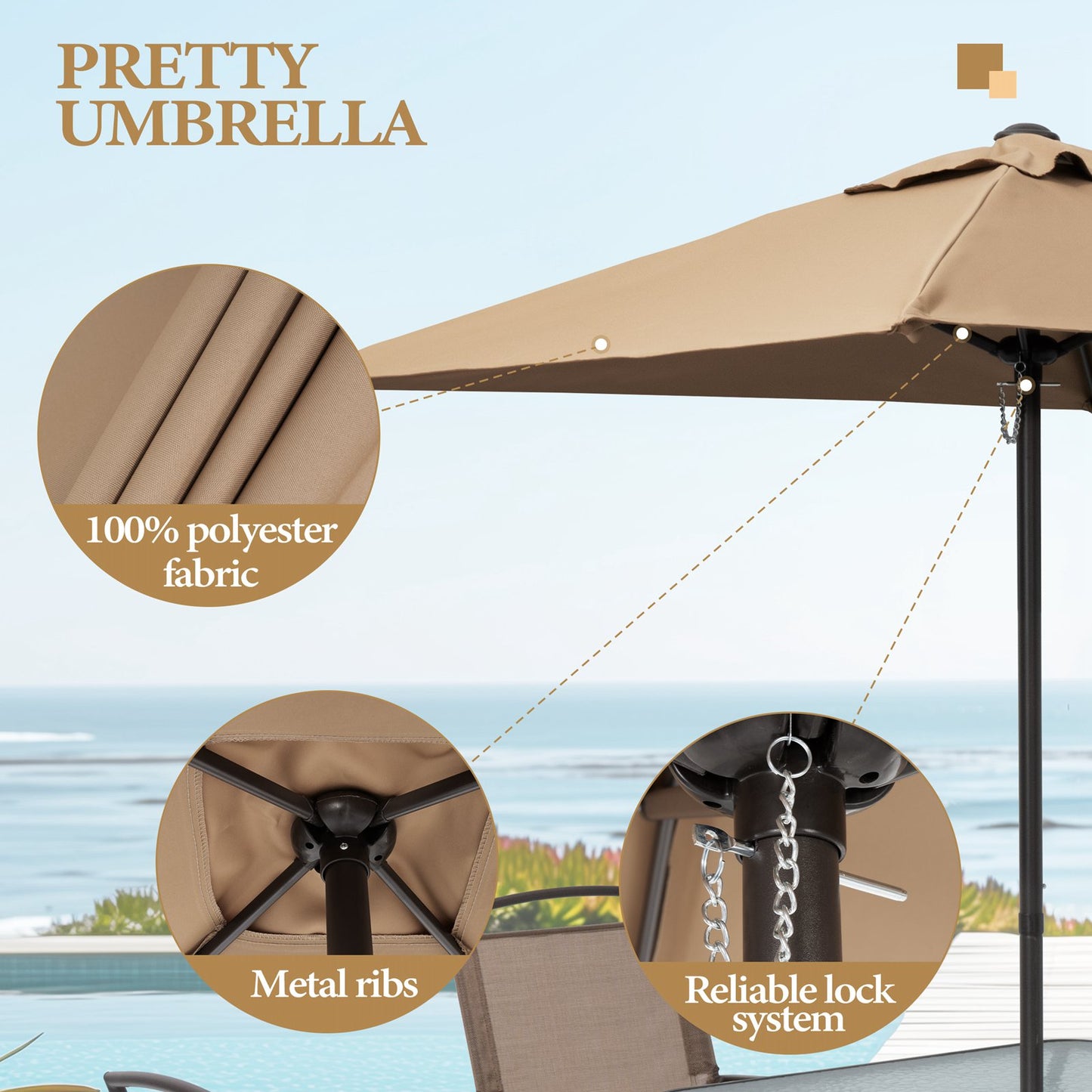 Crestlive Products 6pc Patio Dining Set with 4 Folding Chairs, Table & Umbrella