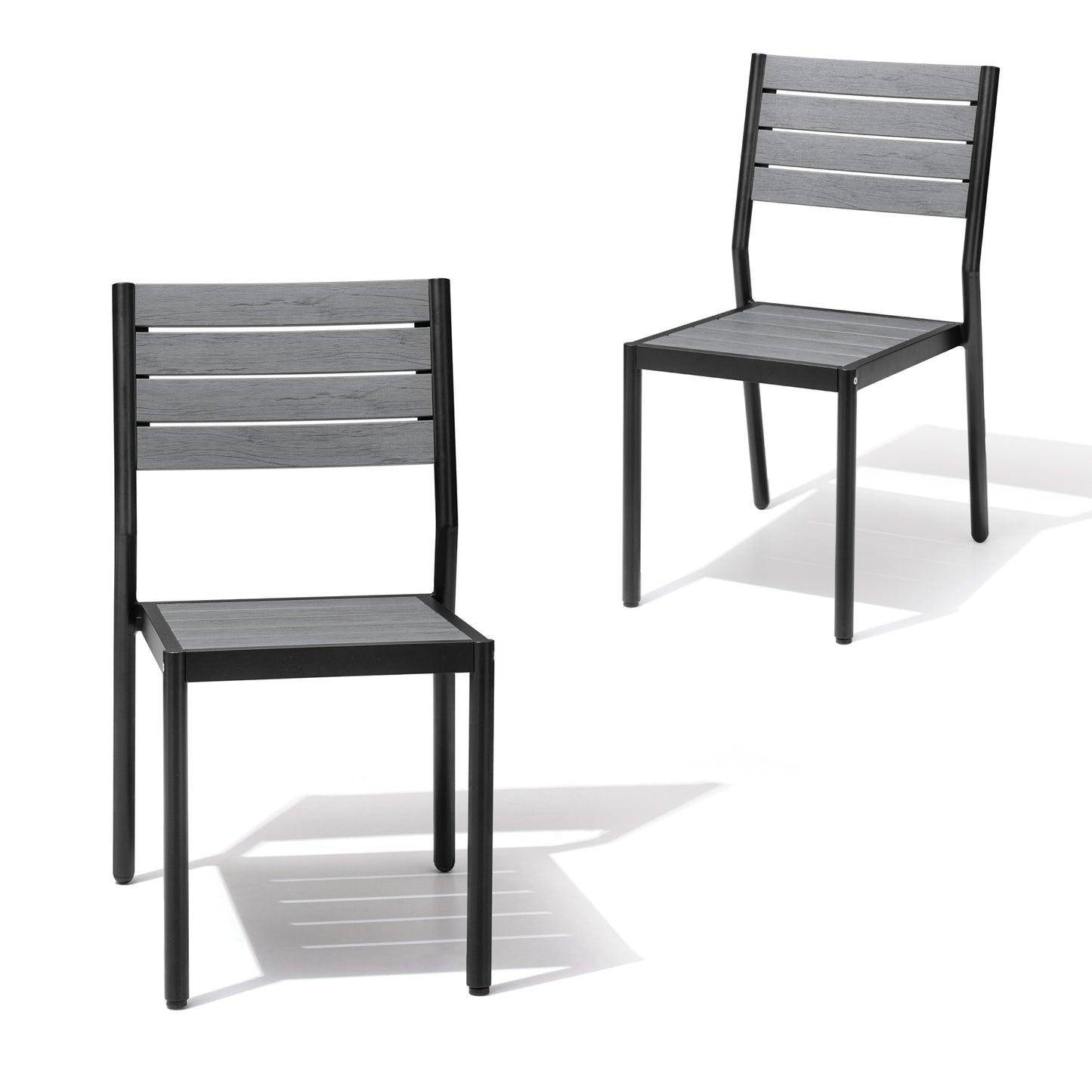 Crestlive Products 18.5 x 22.2 x 33.9 in 2-Pack All-Weather Stackable Outdoor Patio Dining Chairs with Aluminum Frame – Ergonomic Armless Design