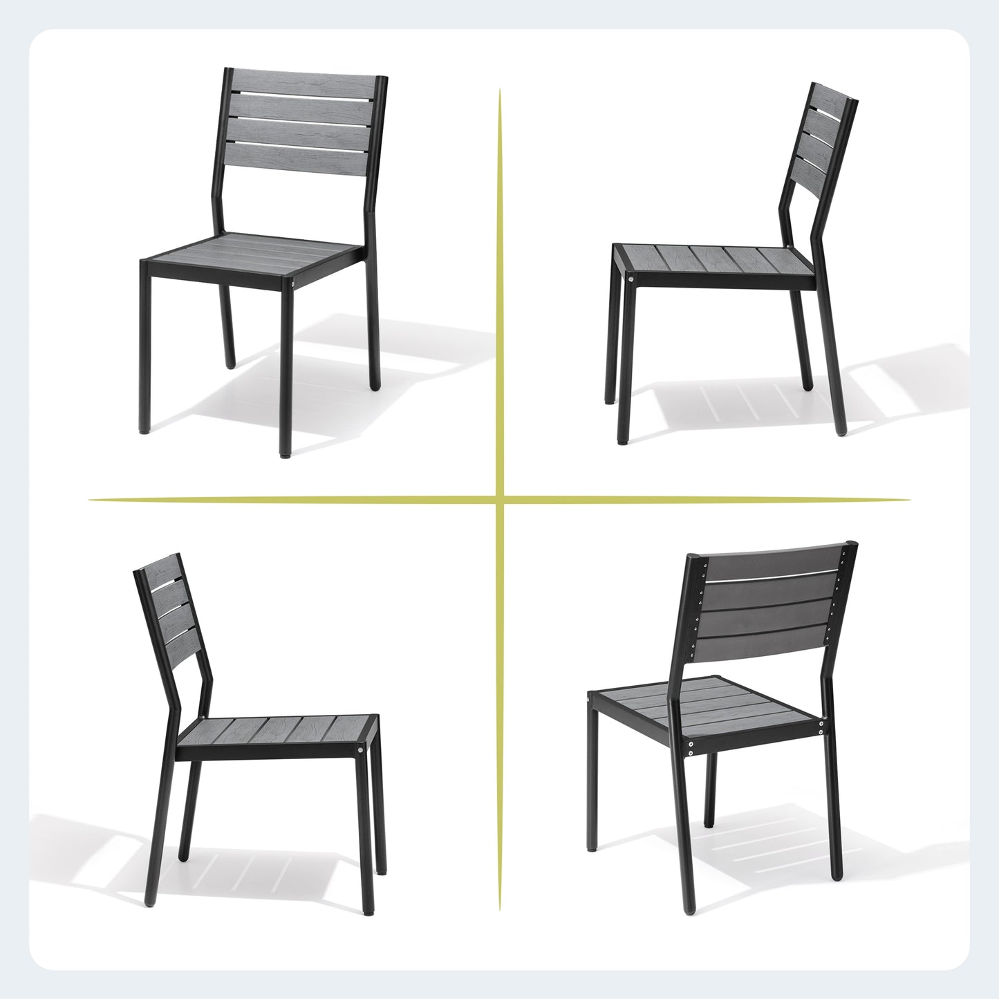Crestlive Products 18.5 x 22.2 x 33.9 in 2-Pack All-Weather Stackable Outdoor Patio Dining Chairs with Aluminum Frame – Ergonomic Armless Design