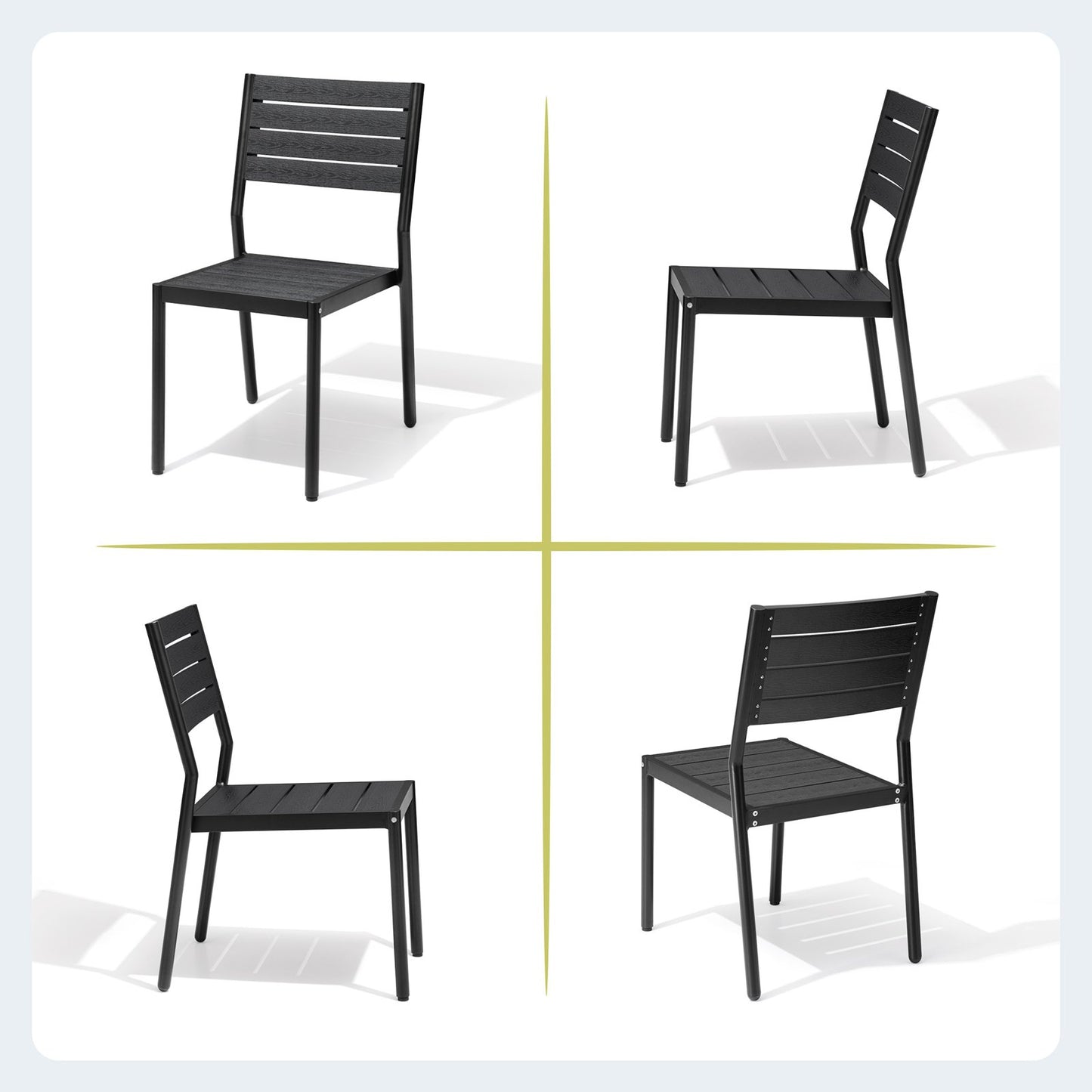 Crestlive Products 7-Piece Outdoor Dining Set Aluminum Frame Wood-Plastic Composite Table with Stackable Chairs
