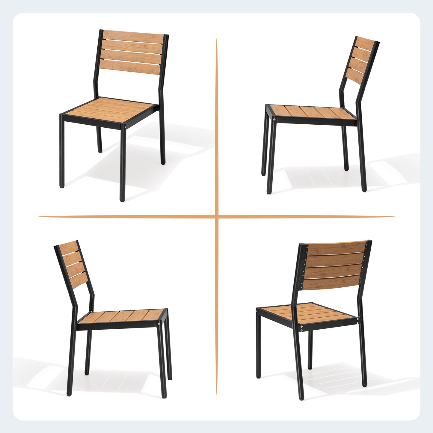 Crestlive Products 7-Piece Outdoor Aluminum Patio Dining Set with Umbrella Hole Table and Stackable Chairs