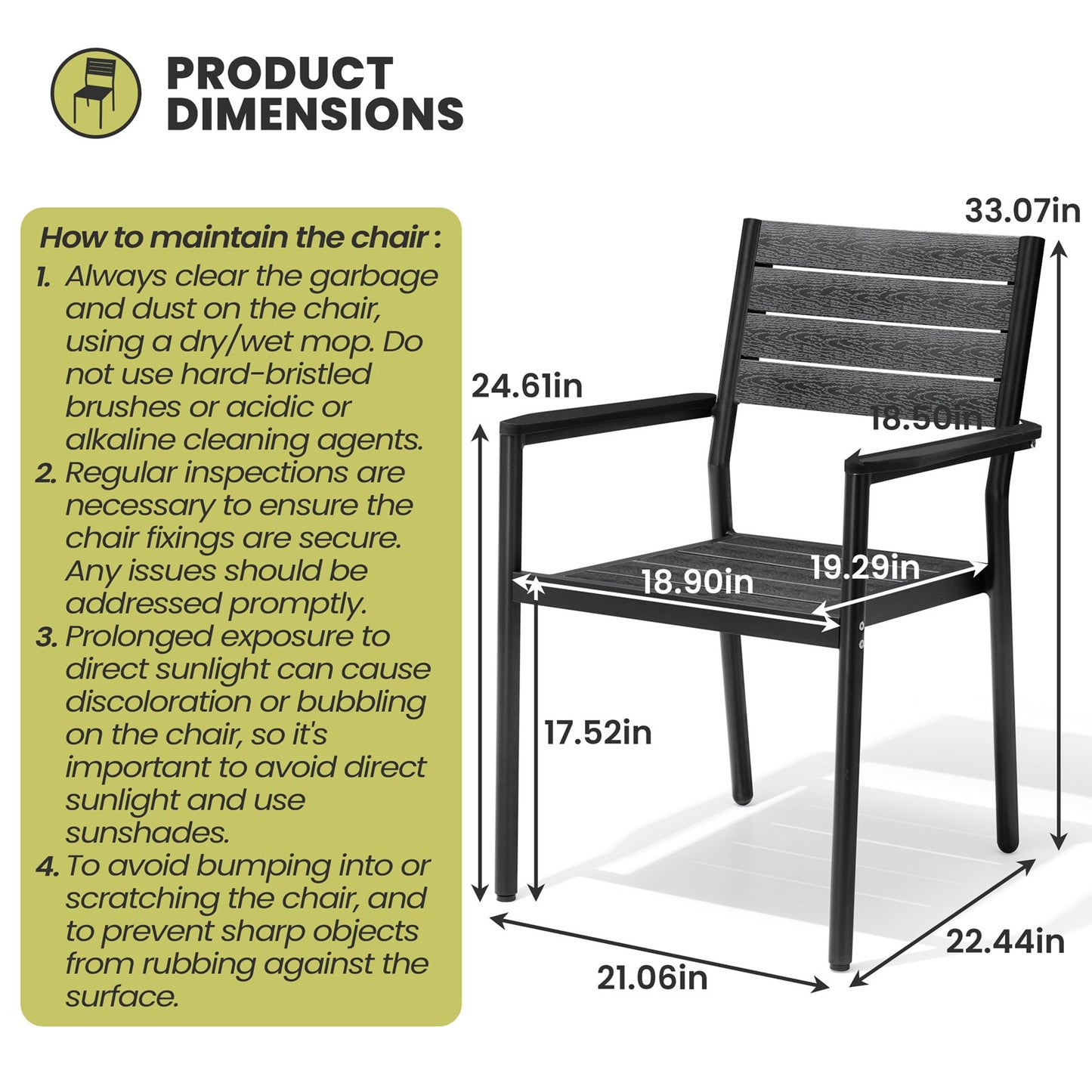 Crestlive Products Outdoor Patio Dining Table Set with Aluminum Frame and Stackable Rectangle Chairs