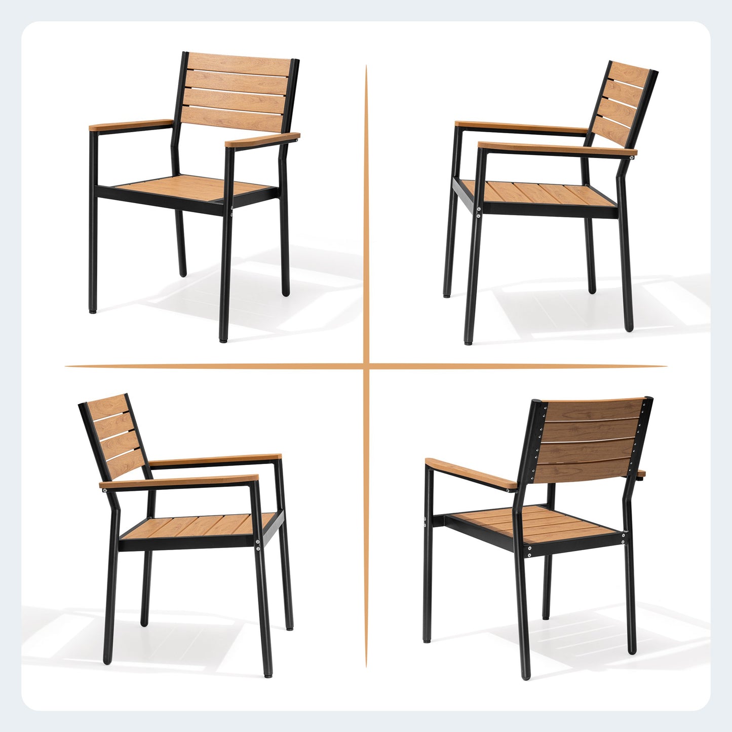 Crestlive Products 7-Piece Outdoor Aluminum Patio Dining Set with Umbrella Hole Table and Stackable Armrest Chairs