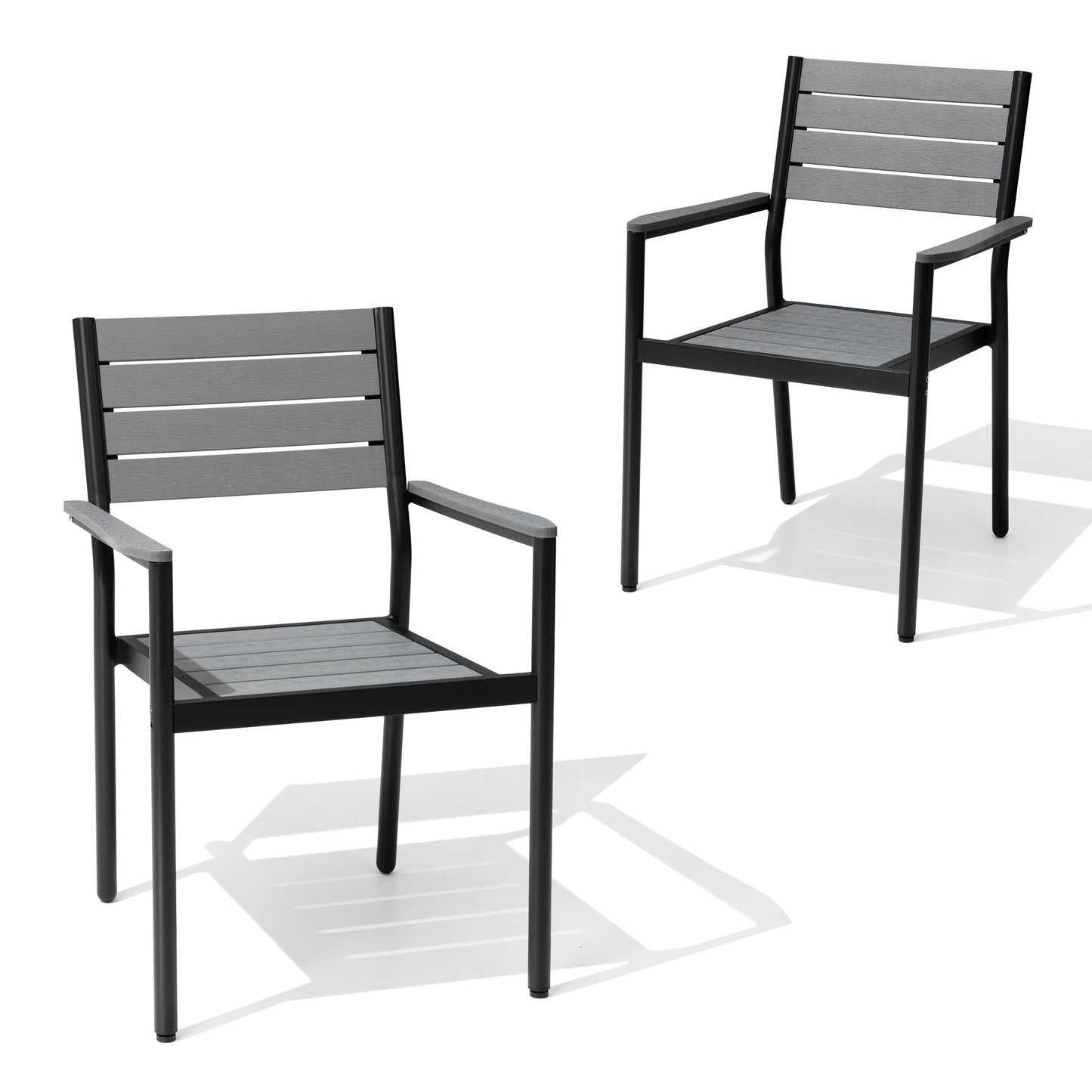 Outdoor aluminum dining chair 2-piece set Dark Gray