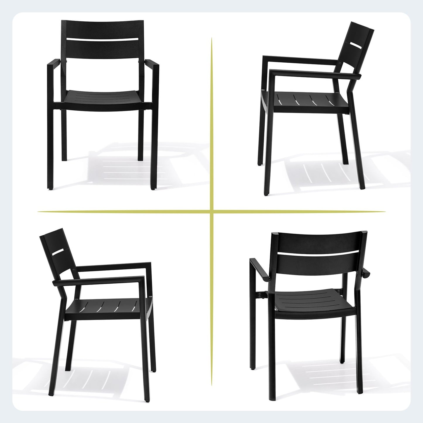 Crestlive Products 9-Piece Expandable Outdoor Aluminum Dining Set with Stackable Armrest Chairs