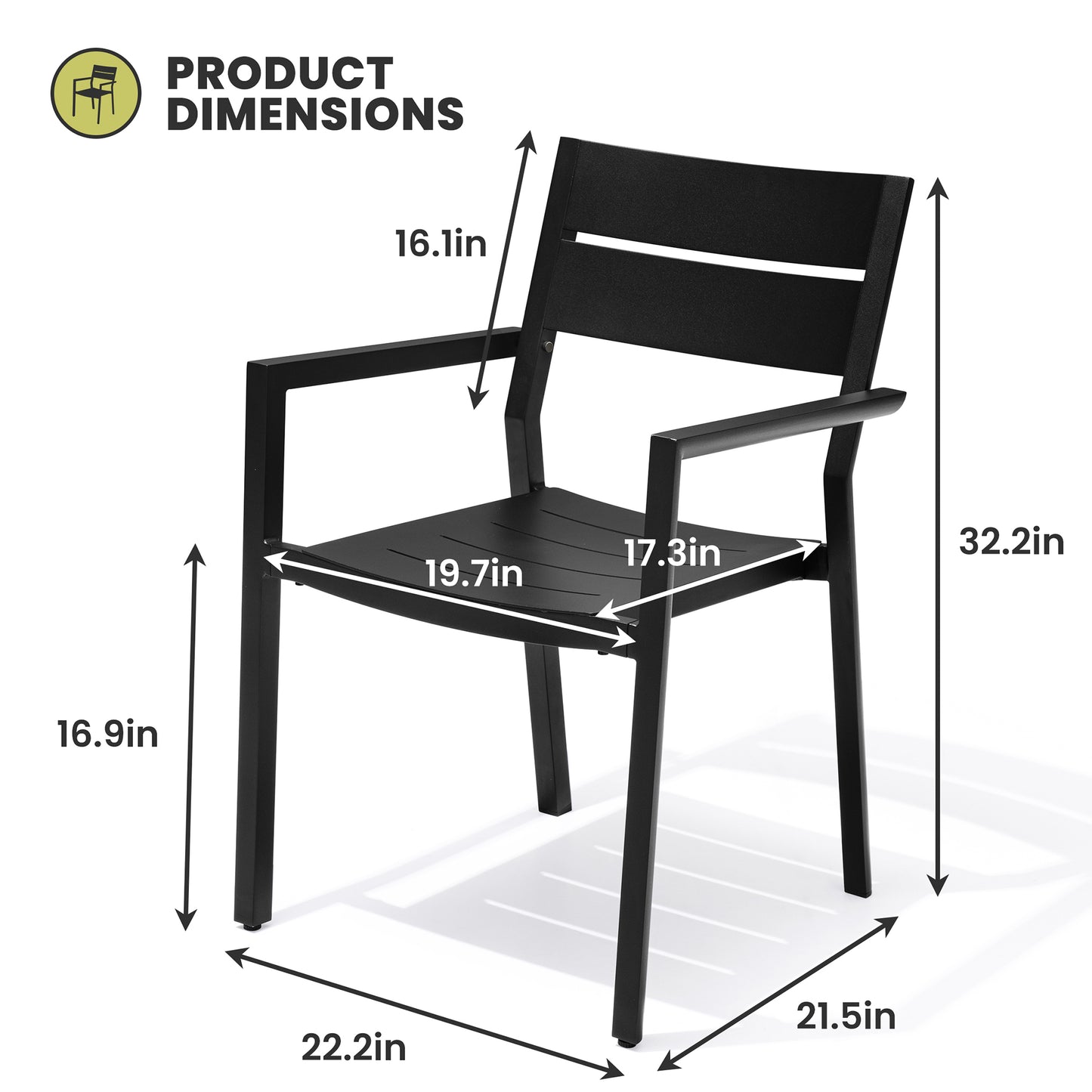 Crestlive Products Aluminum Outdoor Stackable Dining Chair Set of 2