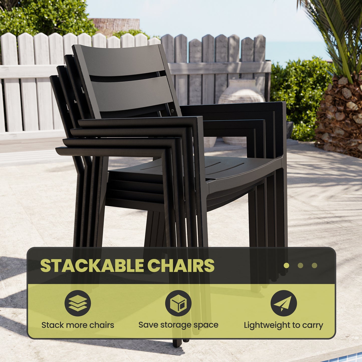 Crestlive Products Aluminum Outdoor Stackable Dining Chair Set of 2
