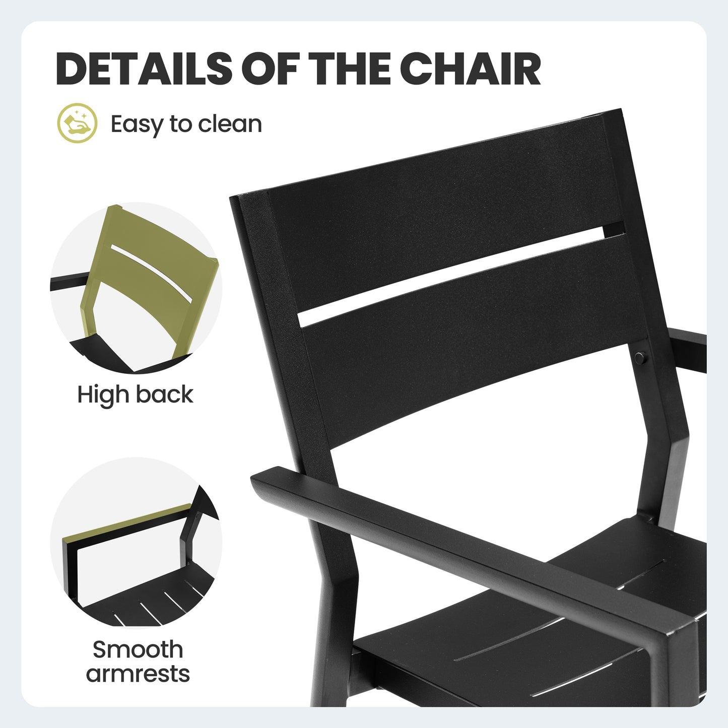 Crestlive Products Aluminum Outdoor Stackable Dining Chair Set of 2