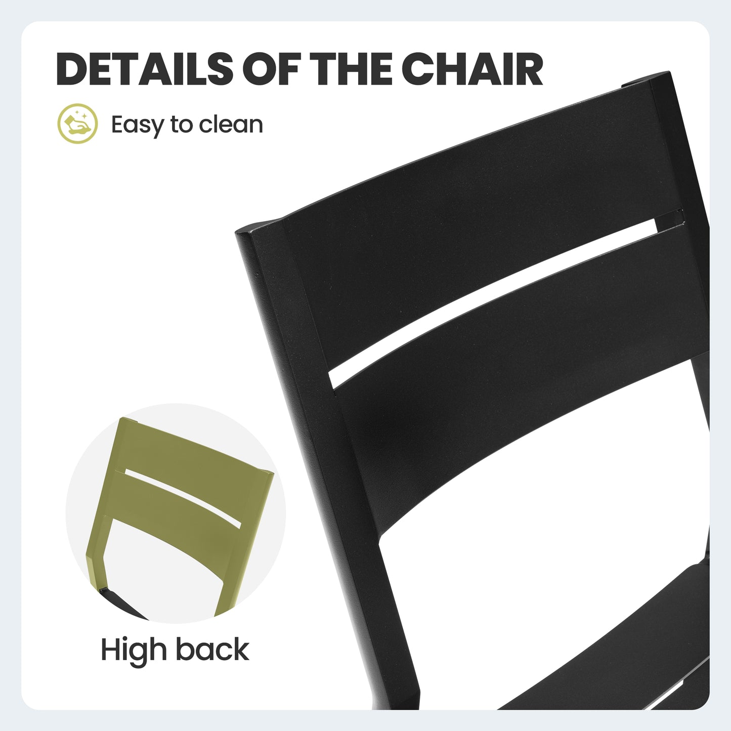 Crestlive Products Outdoor Modern Dining Chairs Aluminum Stackable Set of 2