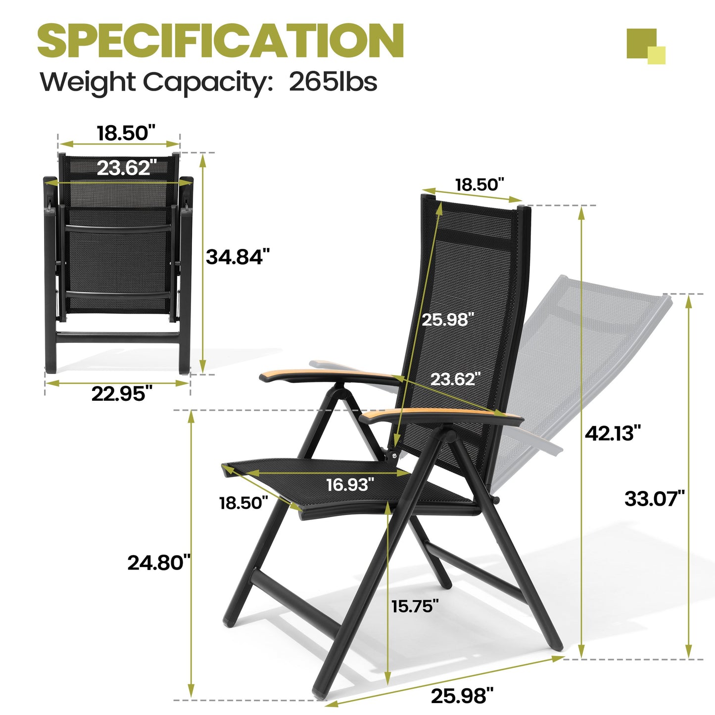 Crestlive Products Outdoor Patio Dining Set with Rectangular Table and Folding Chairs