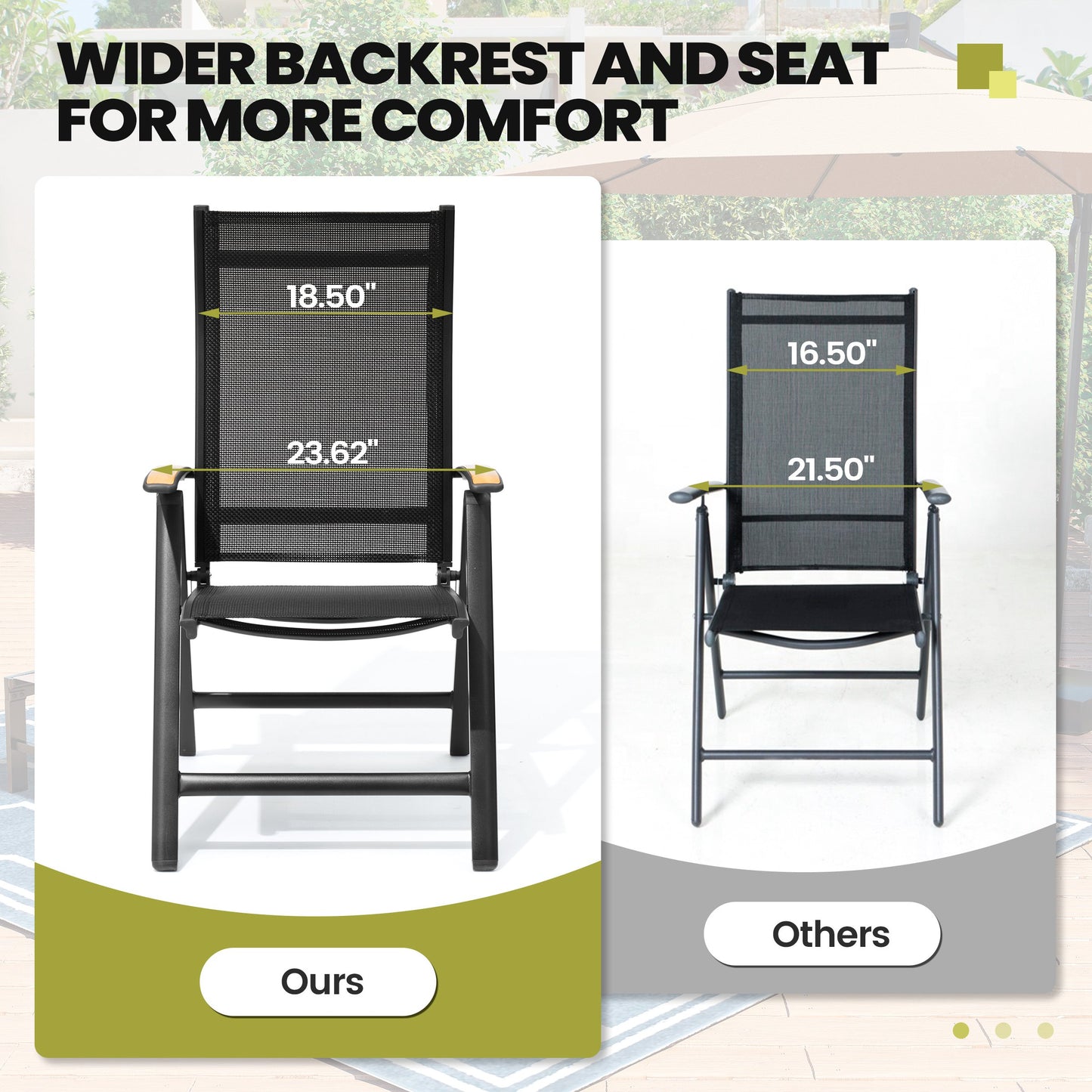 Crestlive Products Outdoor Patio Dining Set with Rectangular Table and Folding Chairs