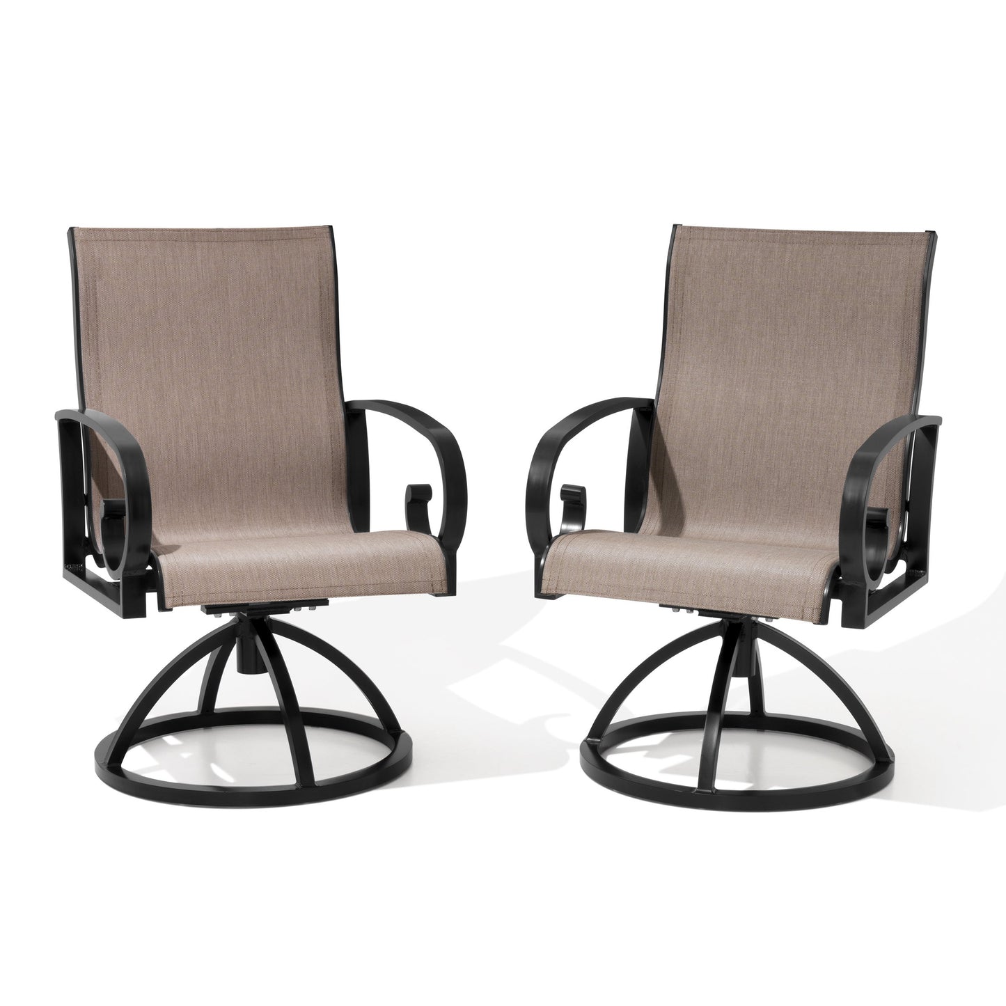 Crestlive Products Swivel Sunbrella Textilene Sling Steel Aluminum Frame Outdoor Dining Chair Set of 2