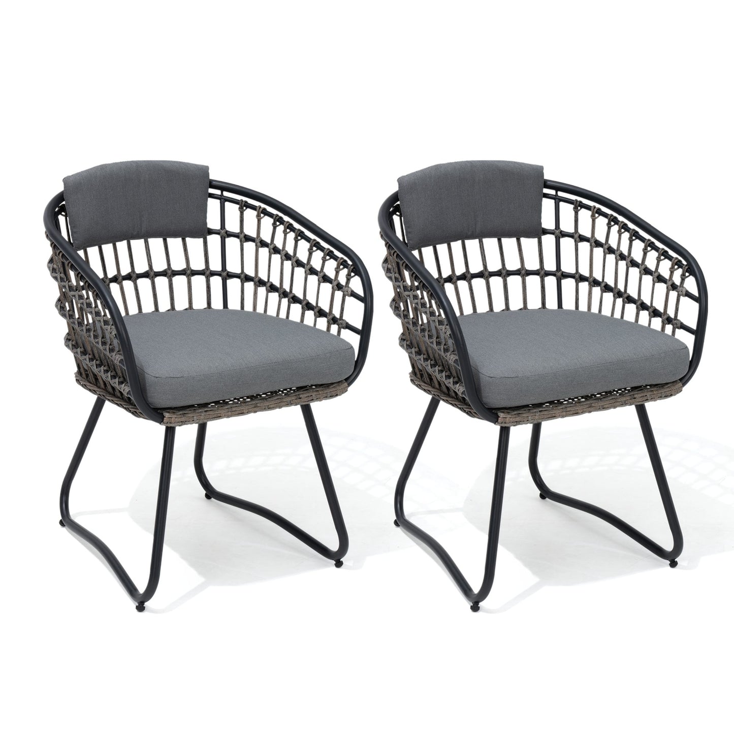 Crestlive Products Outdoor Ergonomic Rattan Chair Set with Cushions