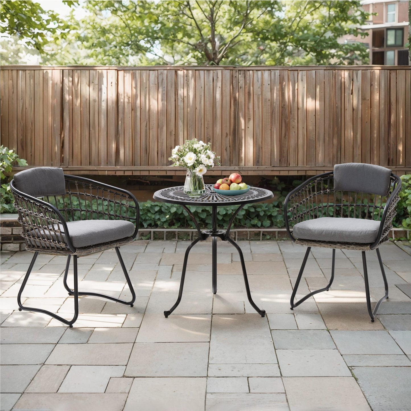 Crestlive Products Outdoor Ergonomic Rattan Chair Set with Cushions