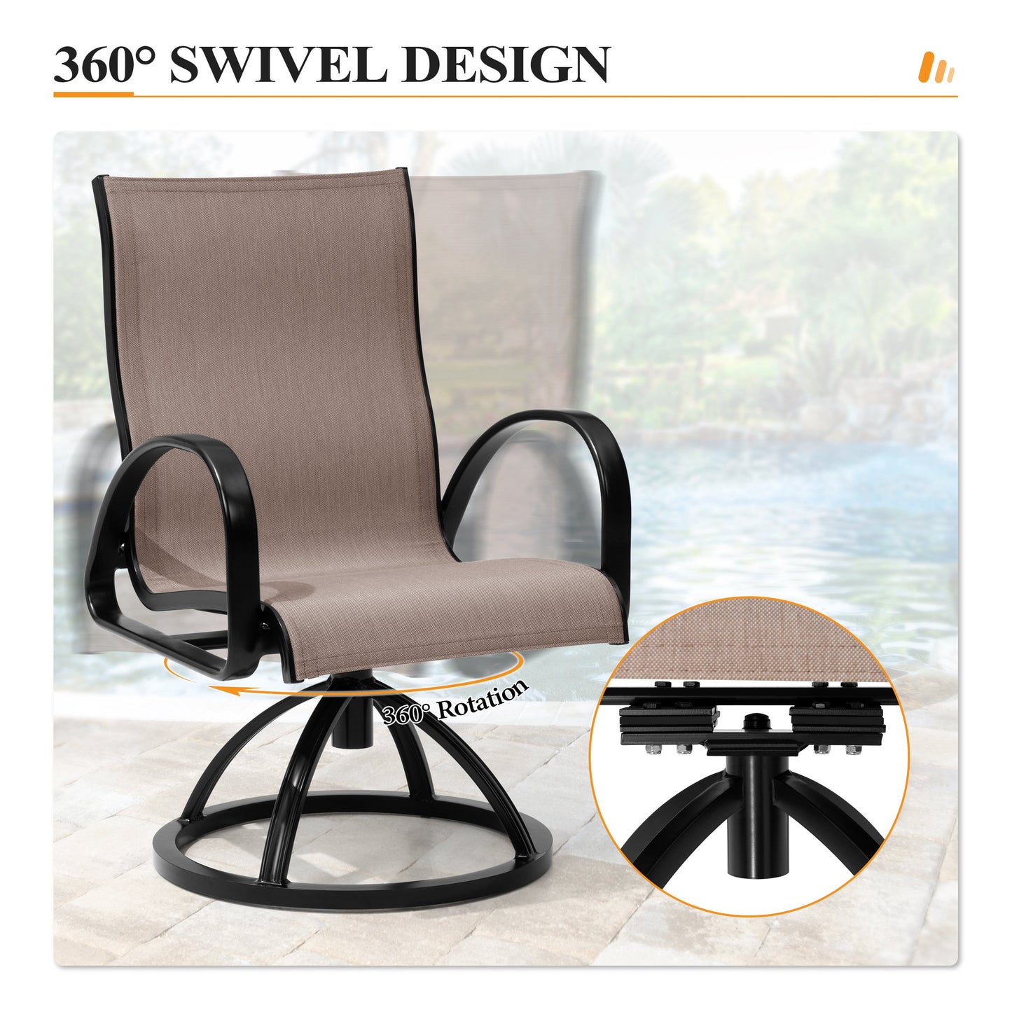 Crestlive Products Outdoor Dining Aluminum Armchair With Sunbrella (Set of 2)