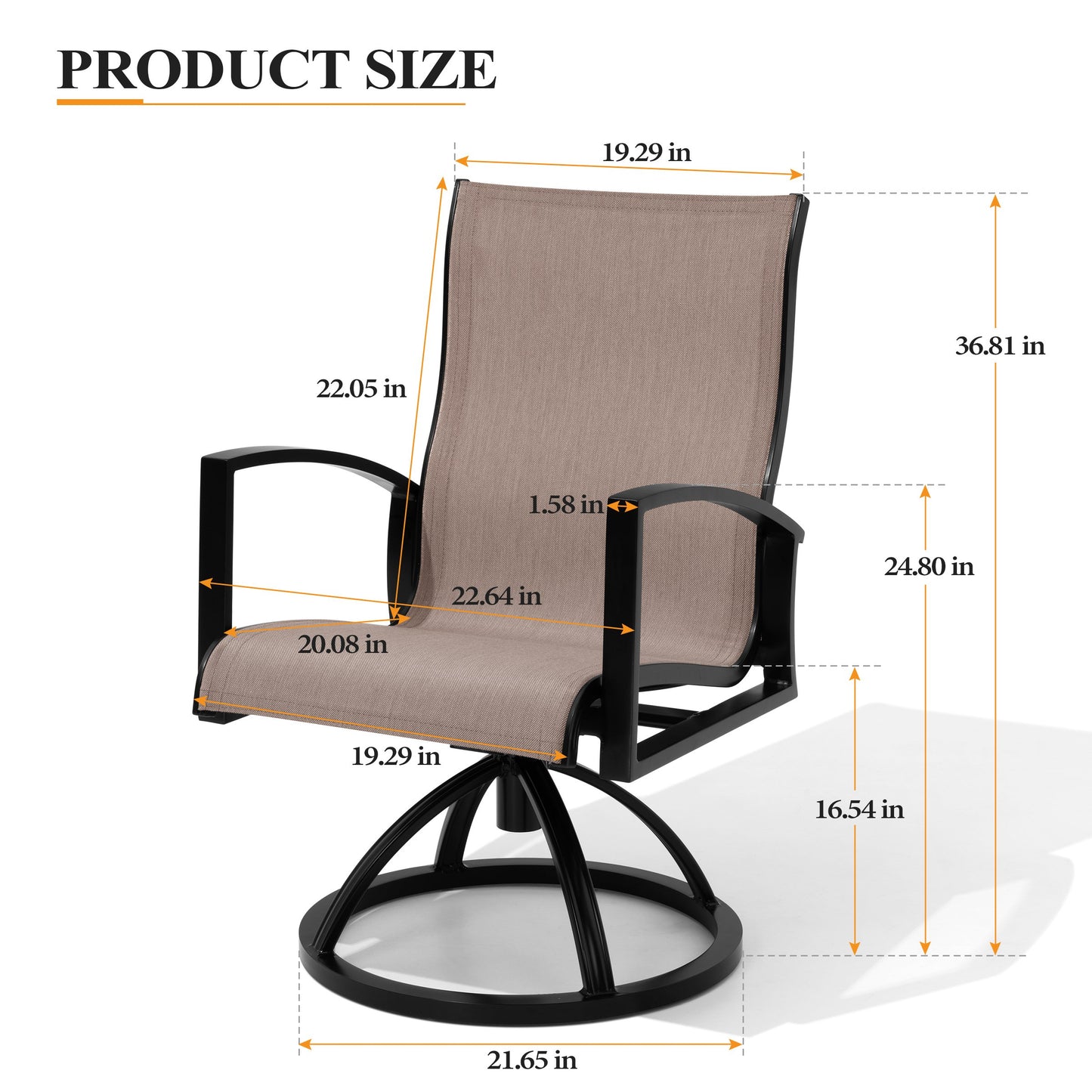 Crestlive Products Aluminum Outdoor Swivel Rocking Dining Chairs with Sunbrella Cushions, Set of 2