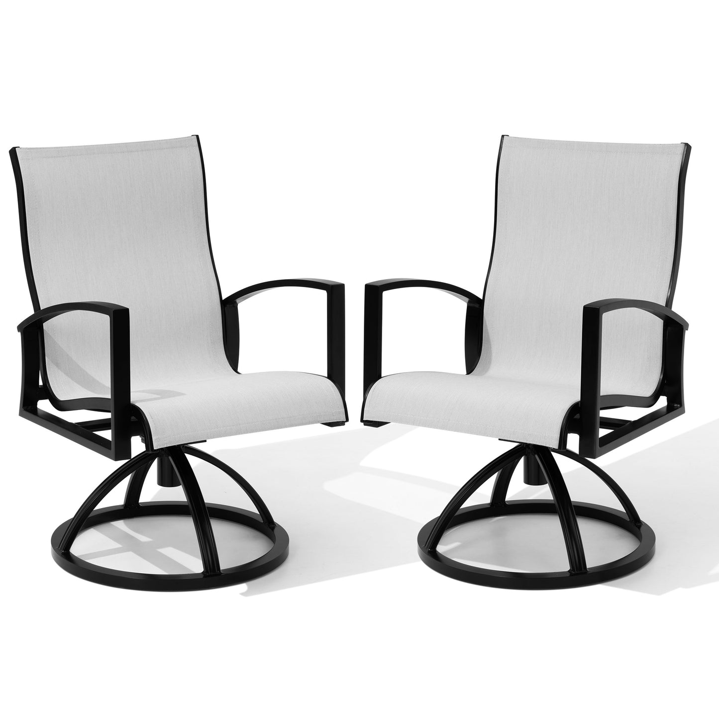 Crestlive Products Aluminum Patio Dining Chairs Outdoor Dining Armchair With Sunbrella (Set of 2)