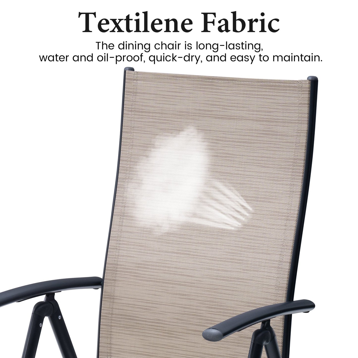 Crestlive Products Aluminum Outdoor Folding Adjustable Dining Chair Set of 2