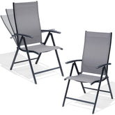 Metal Folding & Adjustable Outdoor Dining Chair Set of 2