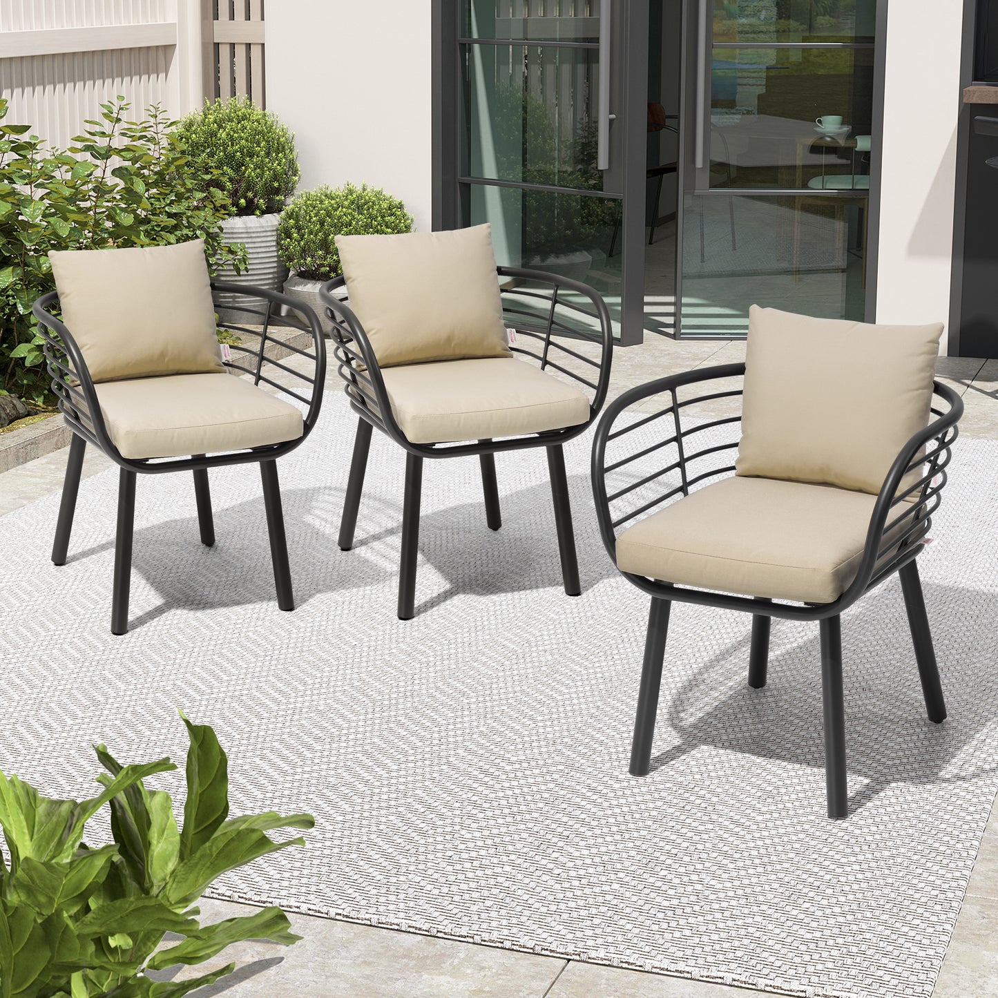 Crestlive Products Aluminum Outdoor Patio Dining Chair with Sunbrella Cushions