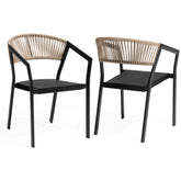 Aluminum Outdoor Stackable Dining Chairs with Woven Rope Back