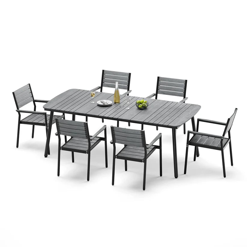 Crestlive Products 7/9-Piece Outdoor Aluminum Patio Dining Set with Umbrella Hole Table and Stackable Chairs
