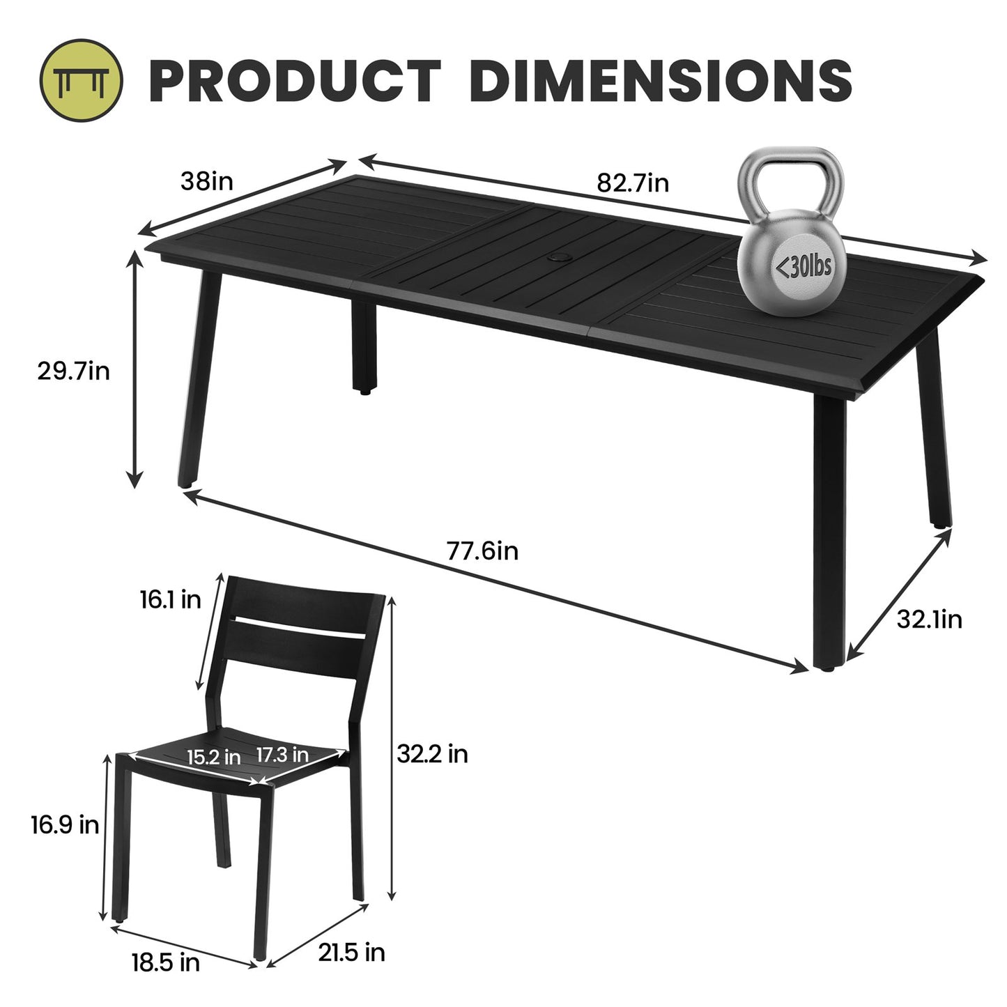 Crestlive Products 7/9-Piece Outdoor Aluminum Patio Dining Set with Umbrella Hole Table and Stackable Chairs