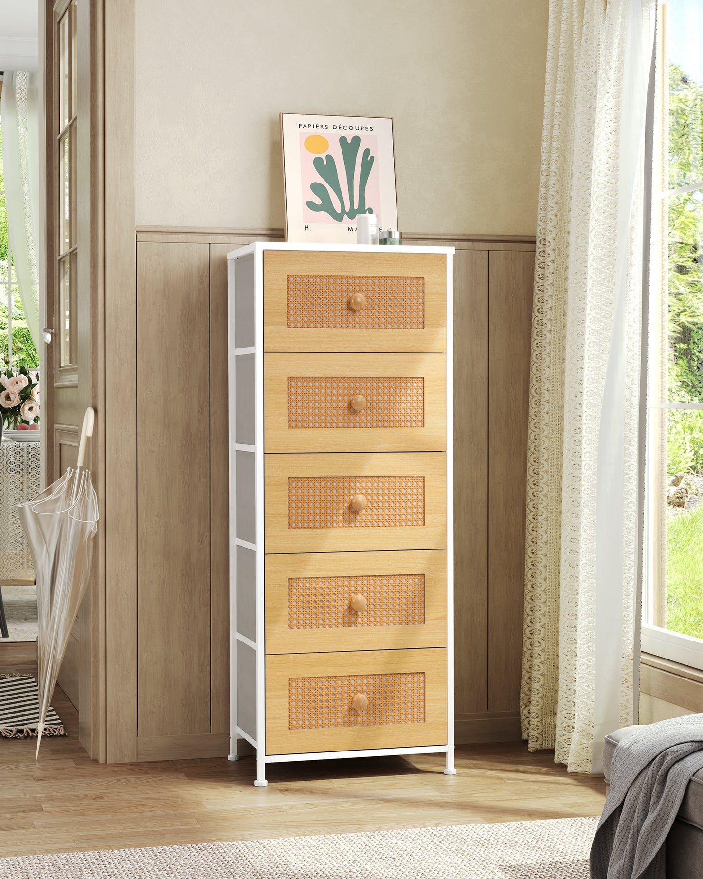 CrestliveProducts 5-drawer Chest Vertical Storage Tower - Fabric Dresser