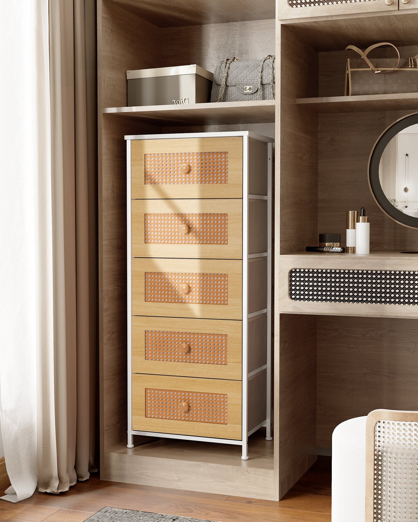 CrestliveProducts 5-drawer Chest Vertical Storage Tower - Fabric Dresser