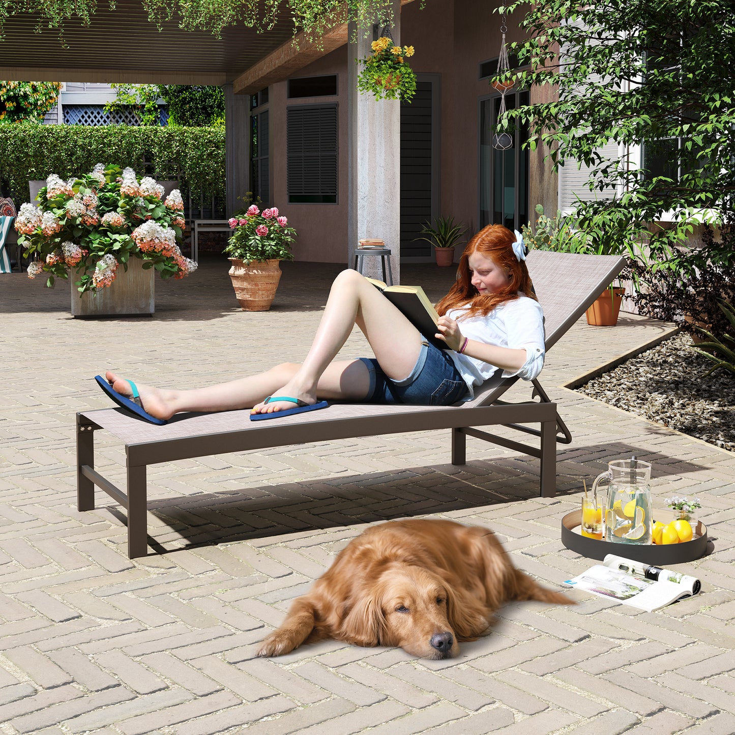 Crestlive Products 1-Piece Outdoor Adjustable Chaise Lounge Chair