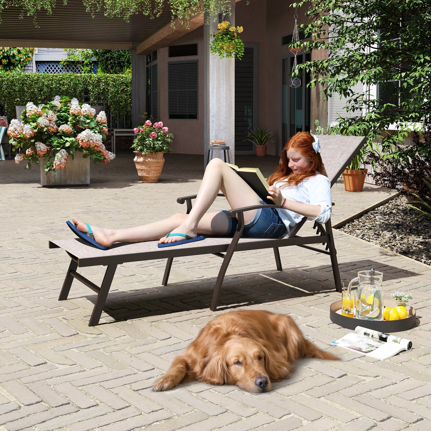 Crestlive Products Aluminum Outdoor Adjustable Chaise Lounge Chair