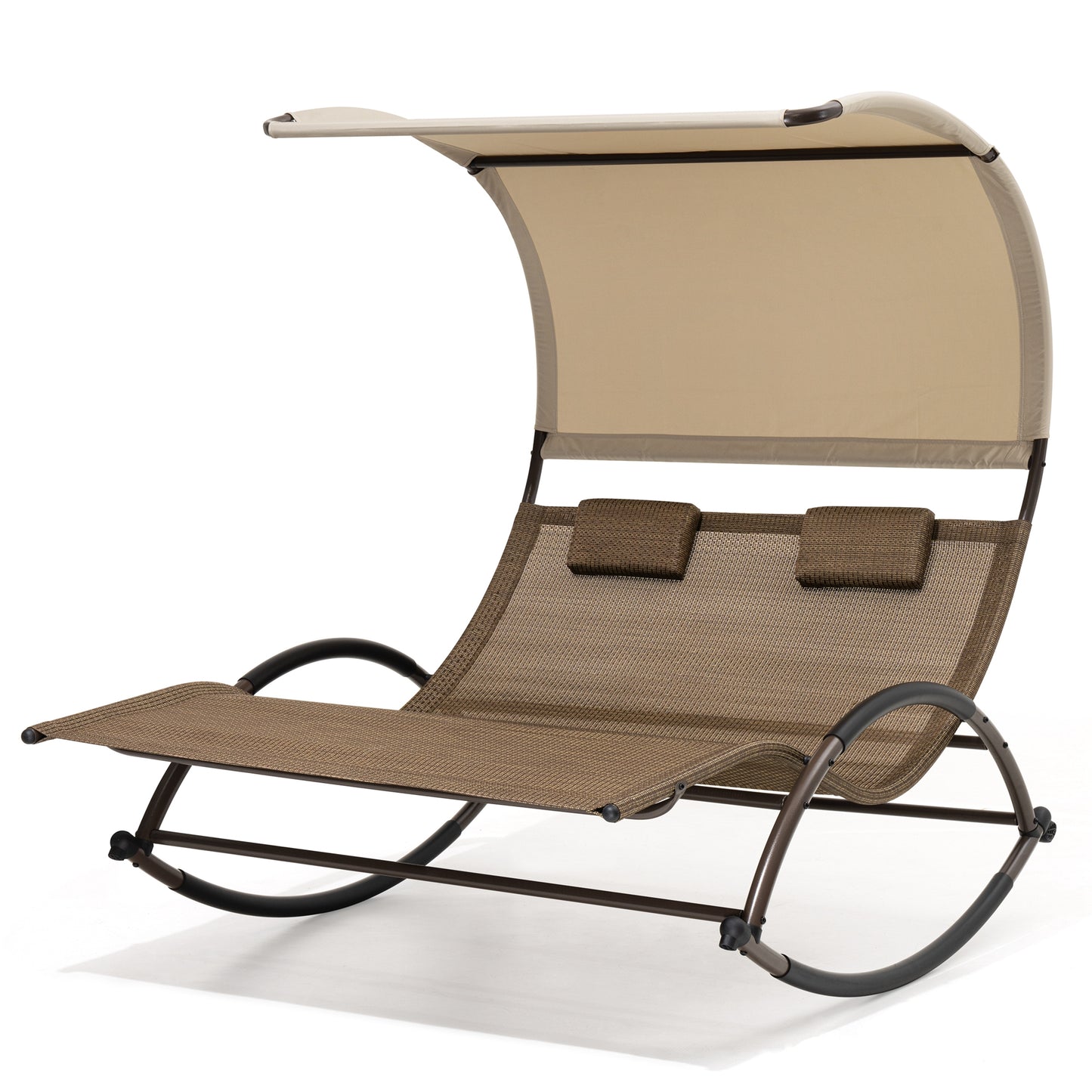 Crestlive Products Outdoor Double Chaise Lounge Swing with Canopy Pillows