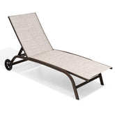 Wheeled Outdoor Folding Chaise Lounge