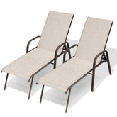 Crestlive Products Textilene Outdoor Adjustable Chaise Lounge Chair Set of 2