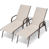 Textilene Adjustable Outdoor Chaise Lounge Set of 2
