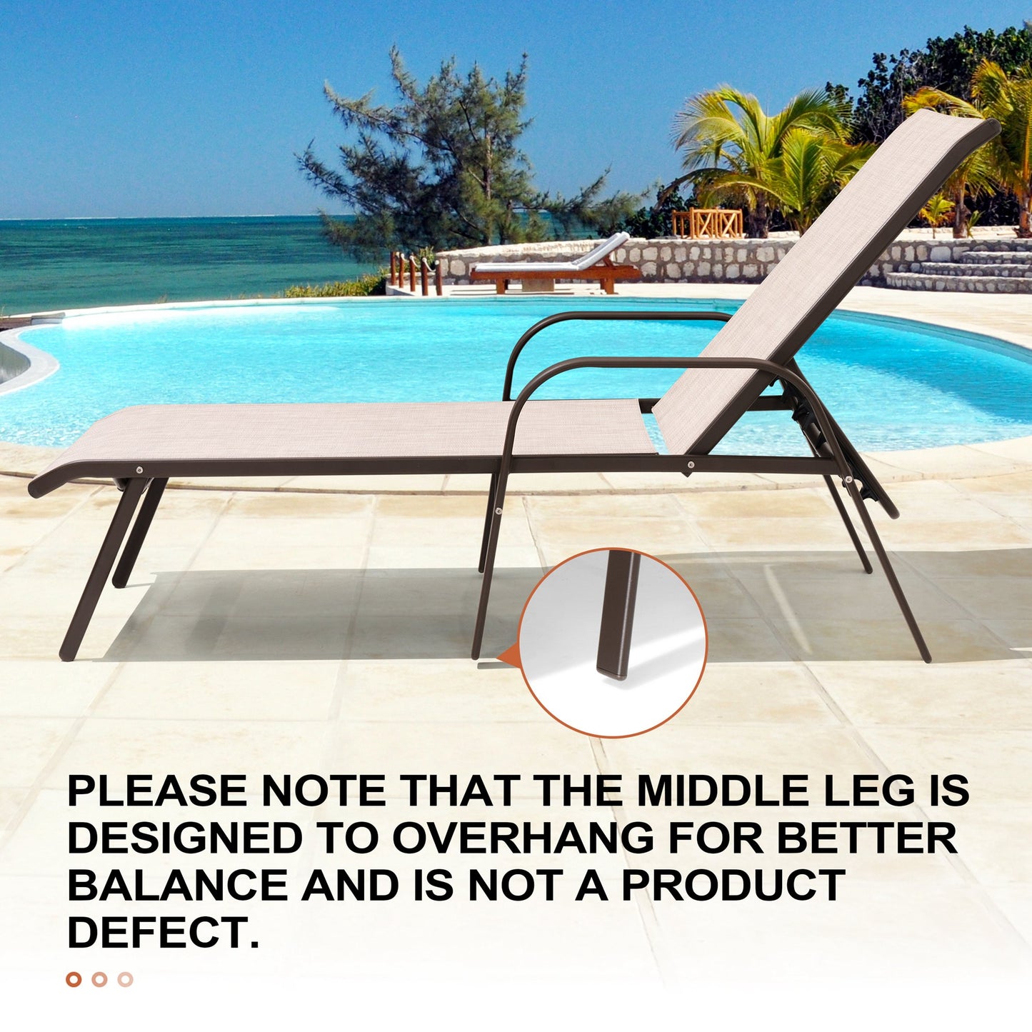 Crestlive Products 2PCS Outdoor Adjustable Chaise Lounge Chair in Beige